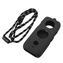 Cameratas zwart voor Insta360ONE X2Pocket, rugzakvriendelijk ontwerp, geolied oppervlak, krasbestendig, met oogje voor draagkoord.