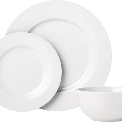 Kitchen Dinnerware Set, Microwave and Dishwasher Safe, Plates, Bowls, Service for 6, 18-Piece, White 2