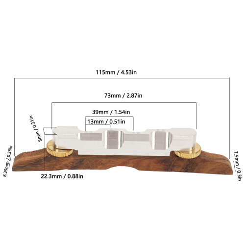 Rosewood Height-Adjust Archtop Bridge, Bone Saddle 1