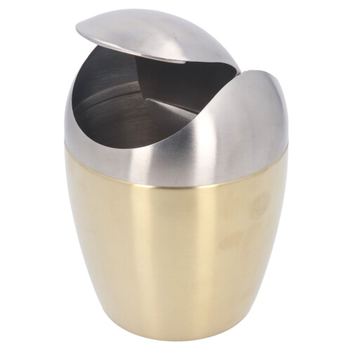 Golden 304 Stainless Desktop Trash Can with Lid 2