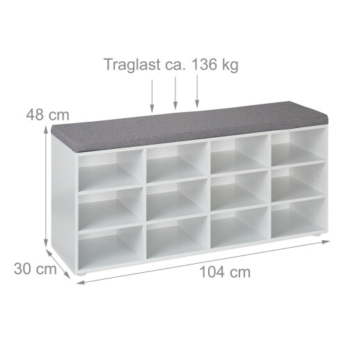 Shoe Storage Bench with Cushion - Hallway Organizer 2