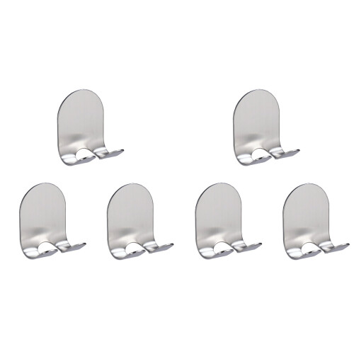 6Pcs Portable Silver Hanger Punch-Free Wall Hook for 2