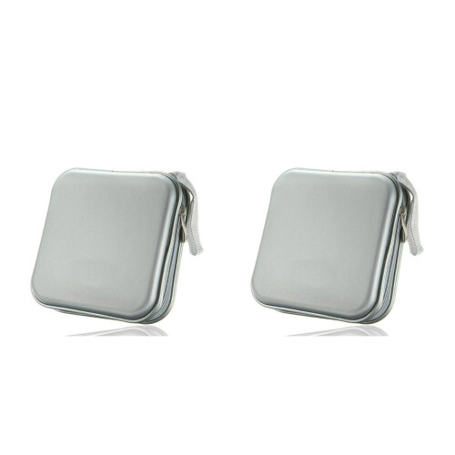 2Pcs Silver Plastic Cd Organizer 40 Disc Wallet Storage Case 2