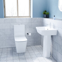 Nes Home White 560mm Square Modern Full Pedestal Basin with Modern Toilet