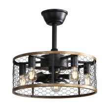 20 inch industriële plafondventilator met kooi, 7 ABS-bladen, afstandsbediening, compacte omkeerbare gelijkstroommotor