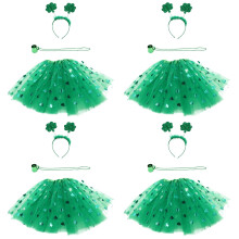 4Sets St Patrick's Party Costume Necklace Skirt Headdress