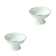 2Pcs White Ceramic Food Storage Bowl for Snacks & Desserts