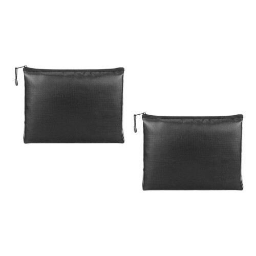 2Pcs Black Fireproof Safe Document Bags Waterproof Zipper File Storage