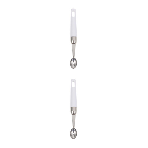 2Pcs Stainless Steel Fruit Scooper Kitchen Gadget White Handle