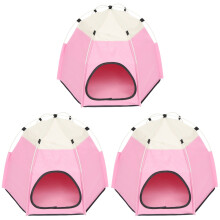3Pcs Pink Comfortable Foldable Pet Tent Multipurpose Dog Cat Shelter
