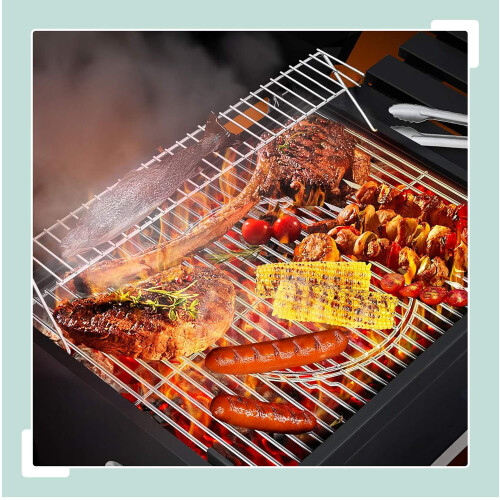 Kullgrillvogn med lokk, justerbart brett og termometer 1