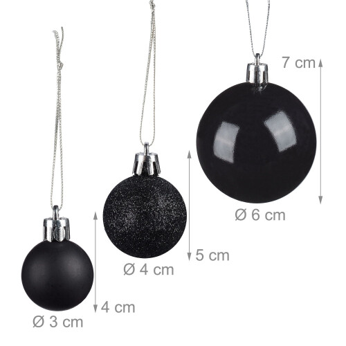 Christbaumkugeln-Set, Matt/Glänzend/Glitzer-Finish 2