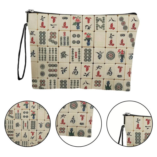 Τσάντα καλλυντικών Mahjong με φορητή τσάντα αποθήκευσης με φερμουάρ, γυναικεία 2