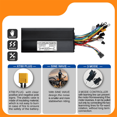 Ηλεκτρικό ποδήλατο 48V72V40A1000W-2000W Τριφασικός ελεγκτής ημιτονοειδούς κύματος για 2