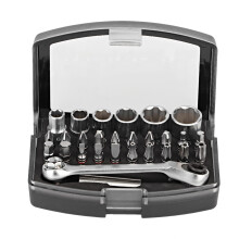 Precision Ratchet Sleeve Bit Socket Wrench Set High Strength Wear Resistant Tool Steel Construction Mini Portable Auto Repair Hand Tools Kit