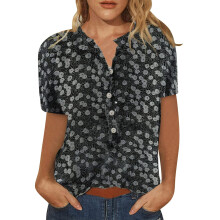 Skin Friendly Lightweight Top For Women V Neck Short Sleeve Curved Hem Blouse With Sheer Chiffon Material Great For Office And Casual Events