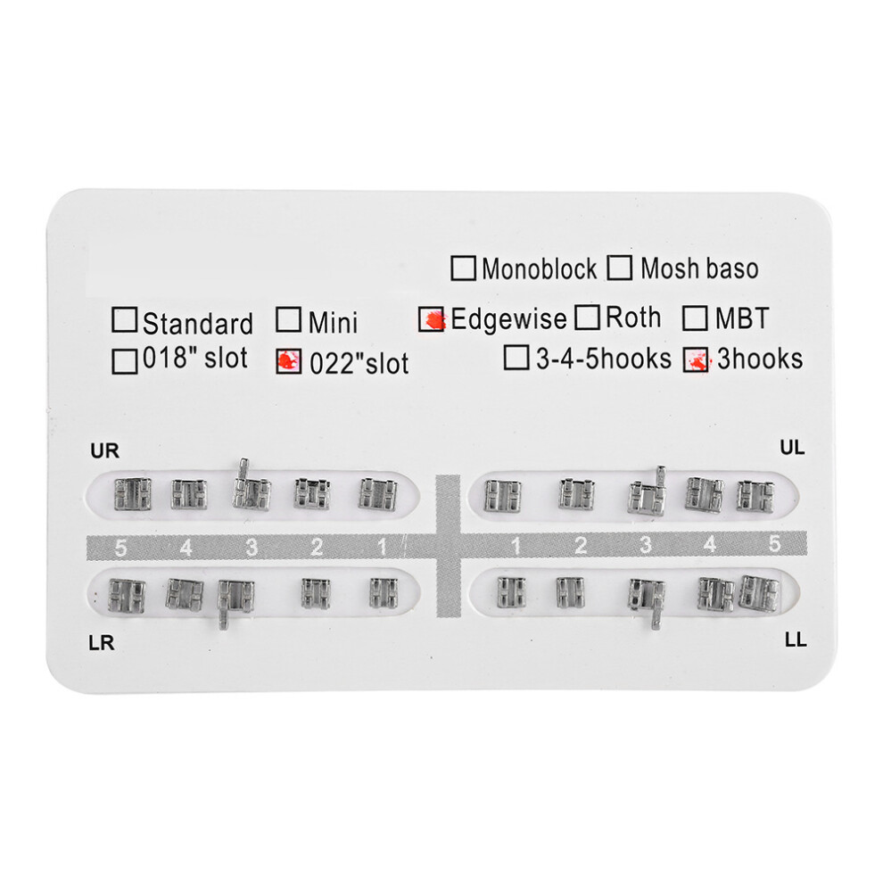 Slot022Bondable Brackets Fake Braces Brackets Durable Orthodontic Brackets Stainless Steel Tooth Brace Brackets Metal Braces Hooks Adjustable