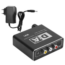 Stereo LR-utgångsljudomvandlare med hög upplösning, DAC med optisk koaxialkabel och 3,5 mm-uttag för TV-projektor, DVD-spelare och anslutning.