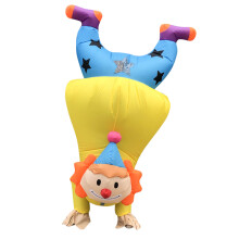 Festivalparade Kostüm Aufblasbares Clown-Outfit Lustiges aufblasbares Handstand-Joker-Cosplay-Kostüm mit Fächer für Halloween, Karneval,