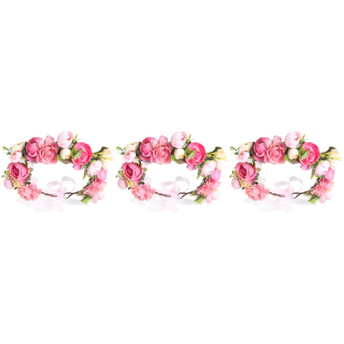 3Pcs Pink Fabric Simulation Rose Hair Ornaments Decorative Accessories 2