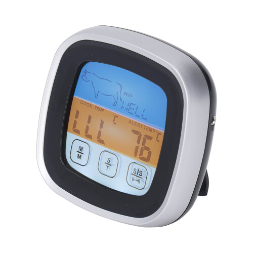 Timer Function Meat Thermometer Digital Touchscreen Instant Read Kitchen Cooking Thermometer Backlit LCD Display Stainless Steel Probe Oven Safe 2