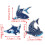 Marine emaille reversspeld – dolfijn- en haaiendesign, legering. 3