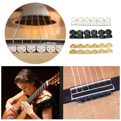 12 st gitarrsträngband bryggpärlor för akustisk gitarr och nylonsträngad gitarr klassisk gitarr rullar strängträd 1