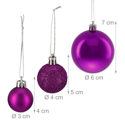 Christbaumkugeln Set, 50 Stück - Matt, Glänzend, Glitzernd 2