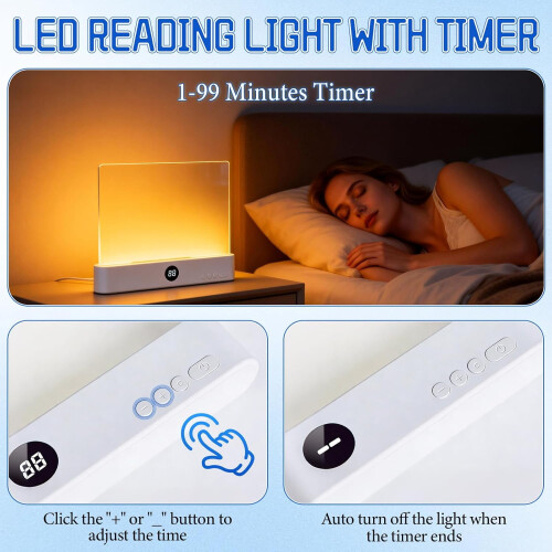 Έξυπνο φως ανάγνωσης LED, επαναφορτιζόμενο διαφανές επίπεδο φως ανάγνωσης LED με 3 2