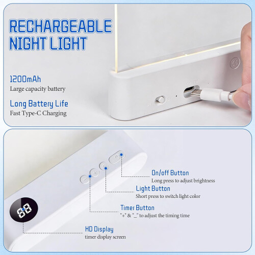 Lampe de lecture LED rechargeable à intensité variable 3 couleurs 1