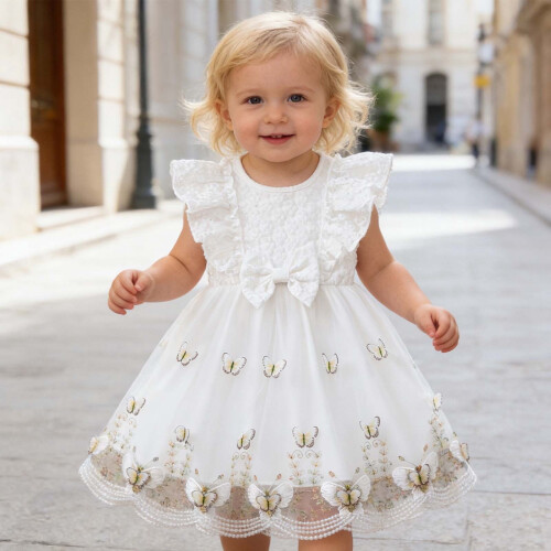 Vestido floral princesa para meninas, sem mangas, com tutu e babados. 1