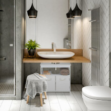White Bathroom Vanity Unit with Storage Shelves