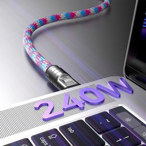 USB-C til USB-C 240W hurtigladekabel 2-i-1 nylon 1
