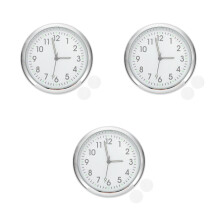 3Pcs Mini White Car Clocks Stick on Digital Decorative Metal Clocks