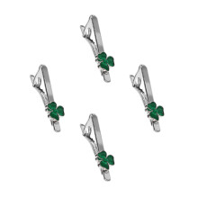 4Pcs Durable Metal Tie Clips with Shamrock for Men Formal Events