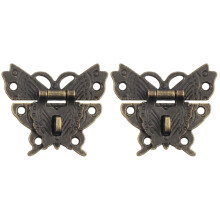 4Pcs Dark Brown Alloy Jewelry Hinges for Boxes Vintage Lock Clasp Set