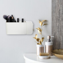 Weißer selbstklebender Kosmetik-Organizer fürs Badezimmer, 4 Fächer