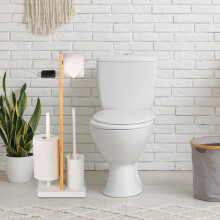Toilet Roll Holder and Brush Set with Shelf