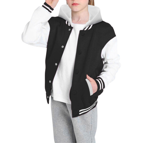 Kinder-Baseballjacke mit Kapuze und Farbblockmuster, langärmelig 2