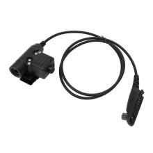 Cavo adattatore PTT per uso tattico, compatibile con cuffie Push To Talk e radio Motorola, per un ascolto discreto, con un grande pulsante PTT e
