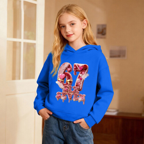Kids Hooded Sweatshirt Graphic Print Casual Pullover with 1