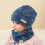 Conjunto infantil de gorro e cachecol de camada dupla em algodão azul. 2