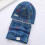 Conjunto infantil de gorro e cachecol de camada dupla em algodão azul. 4
