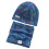 Conjunto infantil de gorro e cachecol de camada dupla em algodão azul. 5
