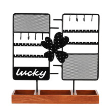 Removable Wooden Ring Tray Jewelry Organizer Stand Earring Holder Organizer Necklace Rack Sturdy Bracelets Holder Rust Resistant Natural Wood Base