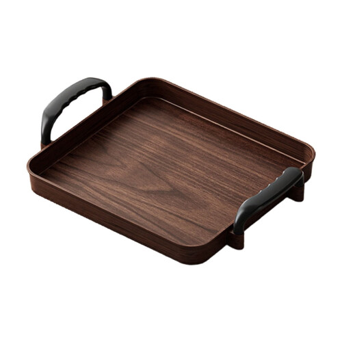 Bandeja de servir con aspecto de madera y asas (1 unidad) 1