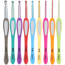 Crochet Hook Set for Beginners and Pros, Ergonomic Soft Handles Smooth Crochet Tool Lightweight Easy to Use with Complete Sizes (9PCS)