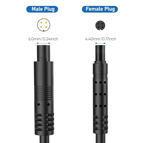 4Pin Backup Camera Extension Cable, Pure Copper, Shielded, Compatible with Mirror Dash Cam & Rear View Camera 1