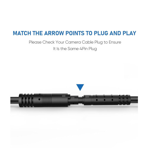 4Pin Backup Camera Extension Cable, Pure Copper, Shielded, Compatible with Mirror Dash Cam & Rear View Camera 2