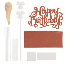Birthday Party Decoration Supplies Happy Birthday Cake Topper Rose Gold Stars Confetti Balloon Glitter Cardboard Food-Grade Wooden Sticks Keepsake